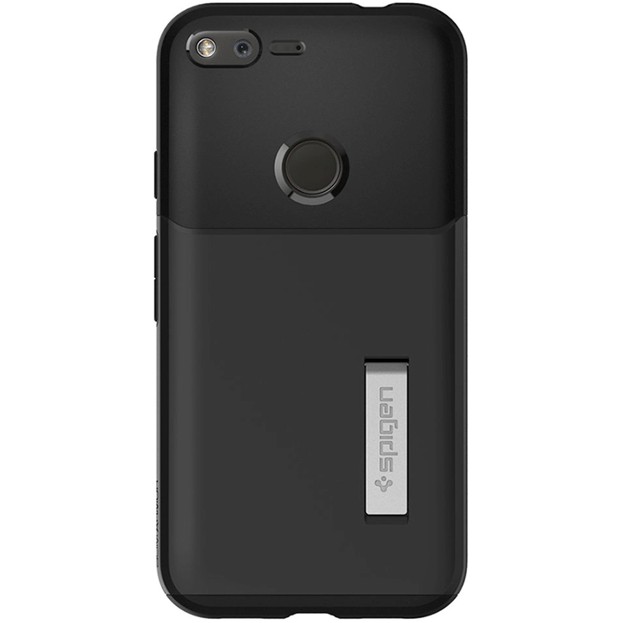 

​Двухслойный чехол бампер с подставкой Spigen Slim Armor Google Pixel black