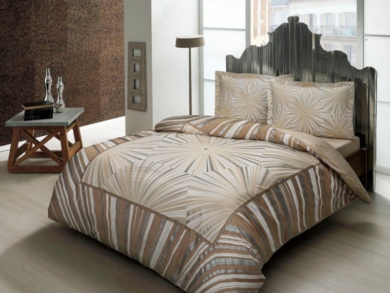 

Постельный комплект TAC евро сатин бежево-молочный 240х260