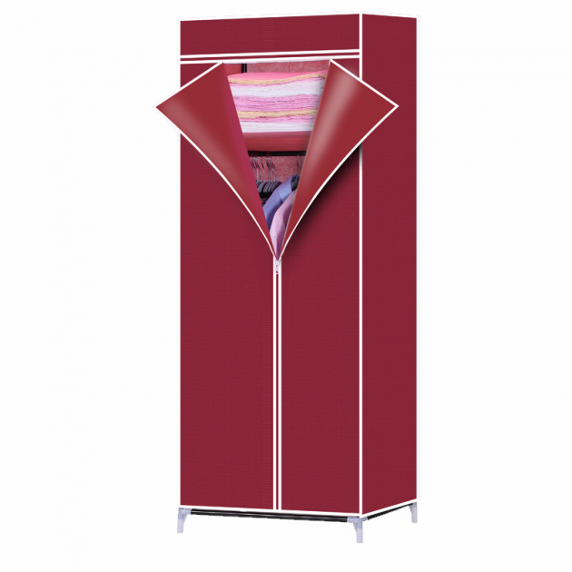 

Складной тканевый шкаф для одежды HCX 8863 каркасный с металлическими полками 60/45/150 Бордовый