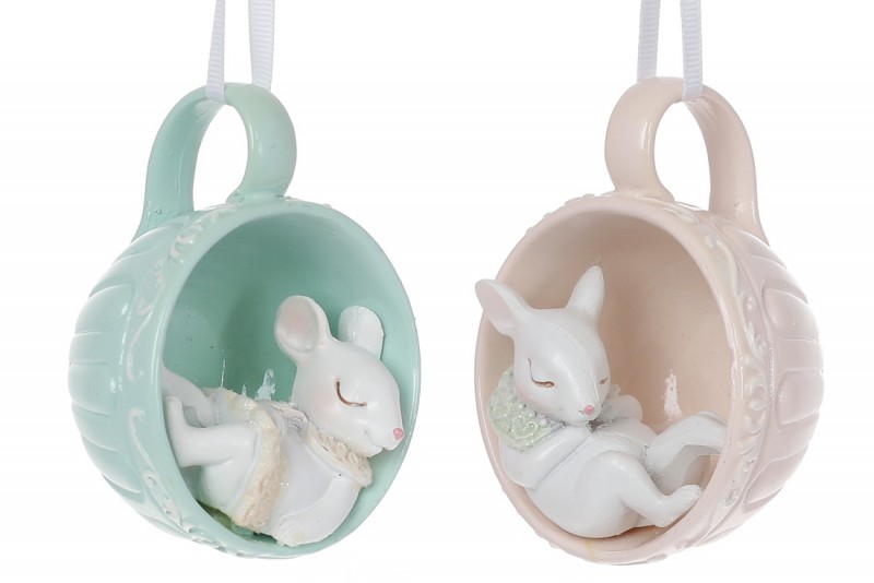 

Декоративная подвесная фигурка Мышонок в чашке, 9,5см 2шт/уп Bon 838-414 (NAT08540)