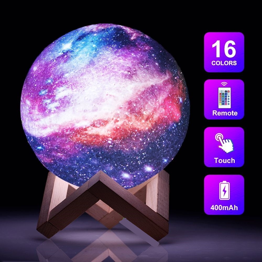 

Ночник Светильник настольный 3D Moon COLOR Light Lamp Луна Космос на пульте и сенсорное управление 15 см с аккумулятором 16 цветов Детский ночник
