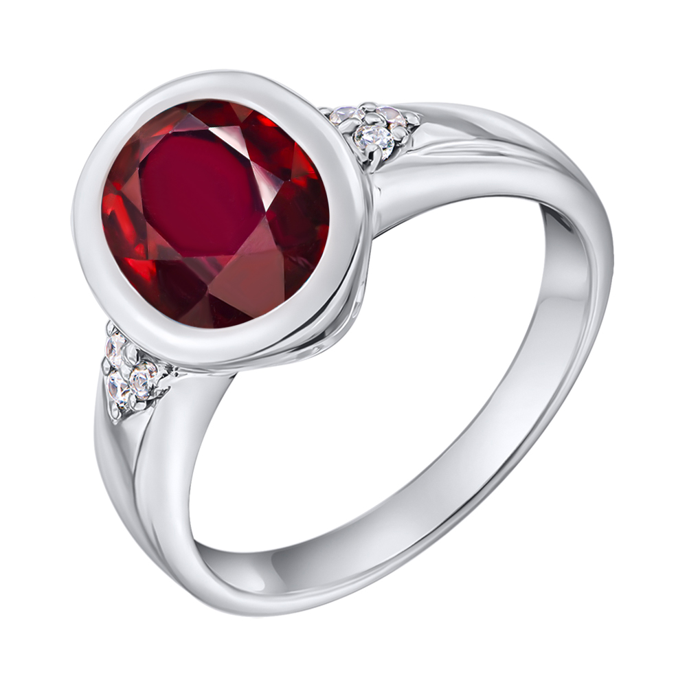 

Серебряное кольцо с гранатом и фианитами 000103124 18.5 размера
