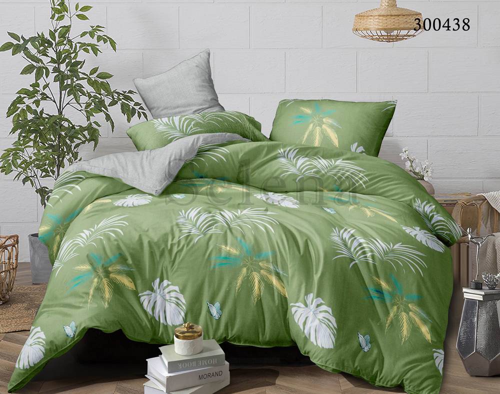 

Комплект постельного белья САТИН ТМ Selena "Монстера" 300438 Евро Наволочки 70*70