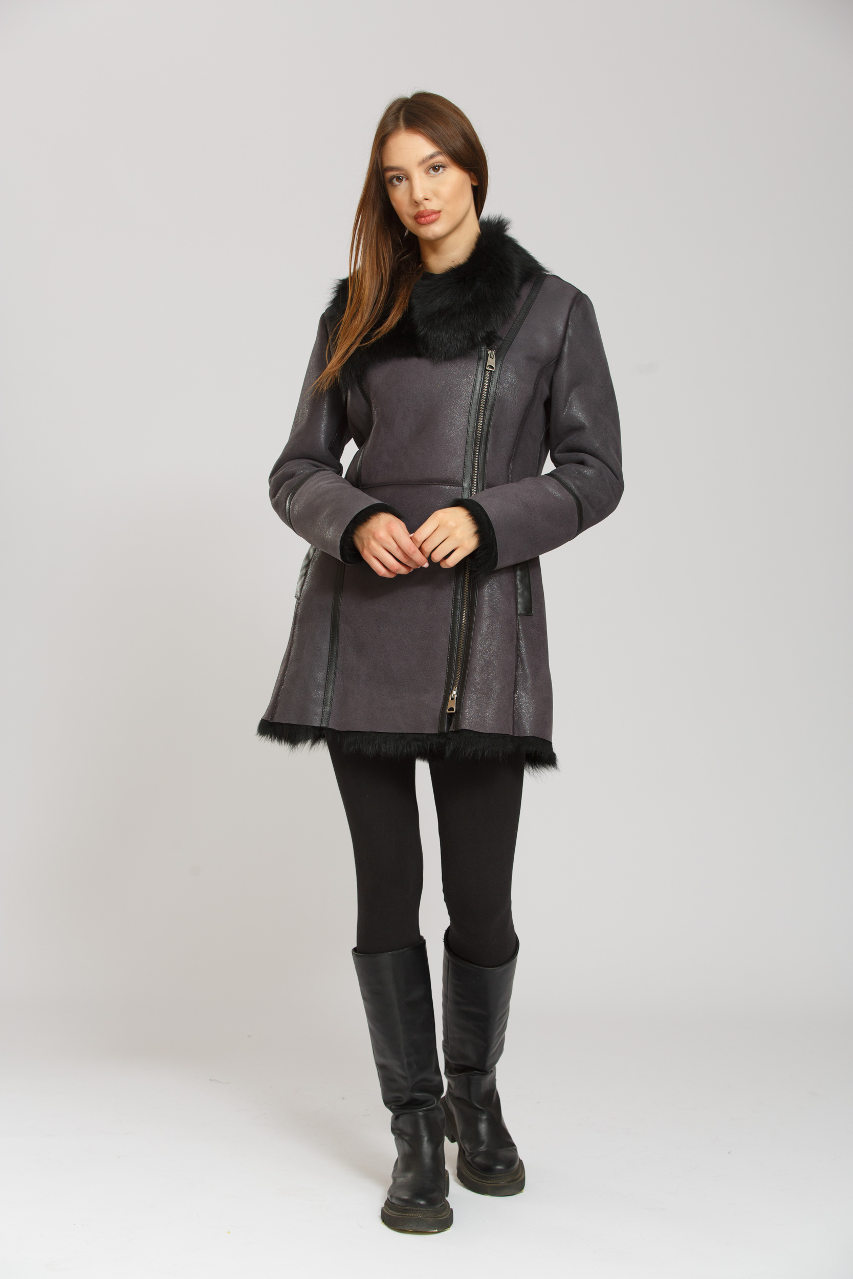 

Дубленка TONY GRAZZA  Серый (21-1455, Дубленка TONY GRAZZA 36 Серый (21-1455)