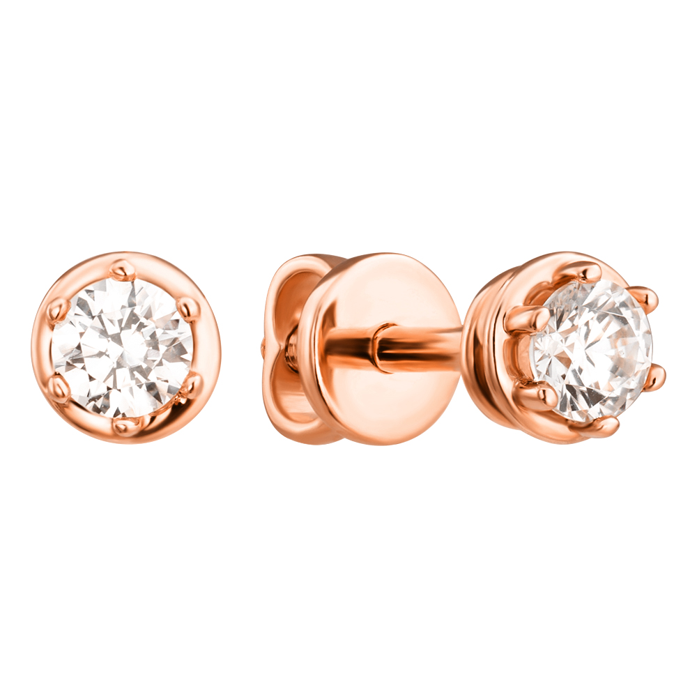 

Пуссеты из красного золота с фианитом S Zirconia 000011249