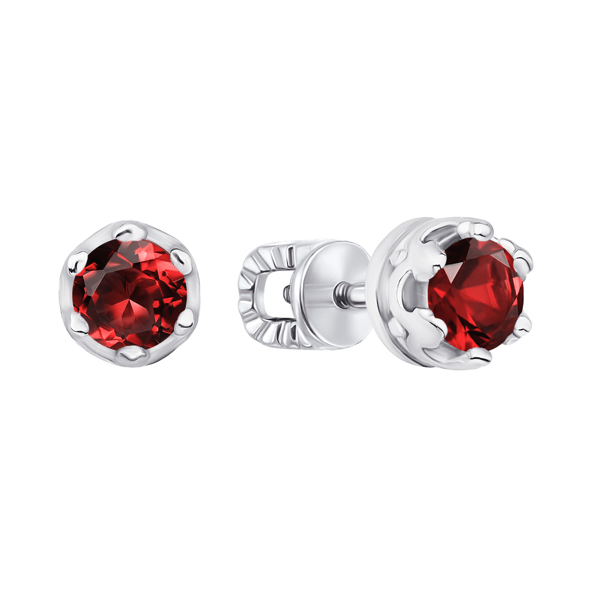 

Серебряные серьги-пуссеты с гранатами 000135678