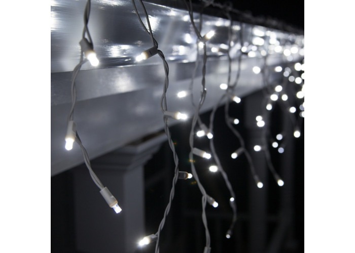 

Гирлянда бахрома уличная светодиодная 5х0.70 м 100 LED с переходником белый провод от сети Холодная белая