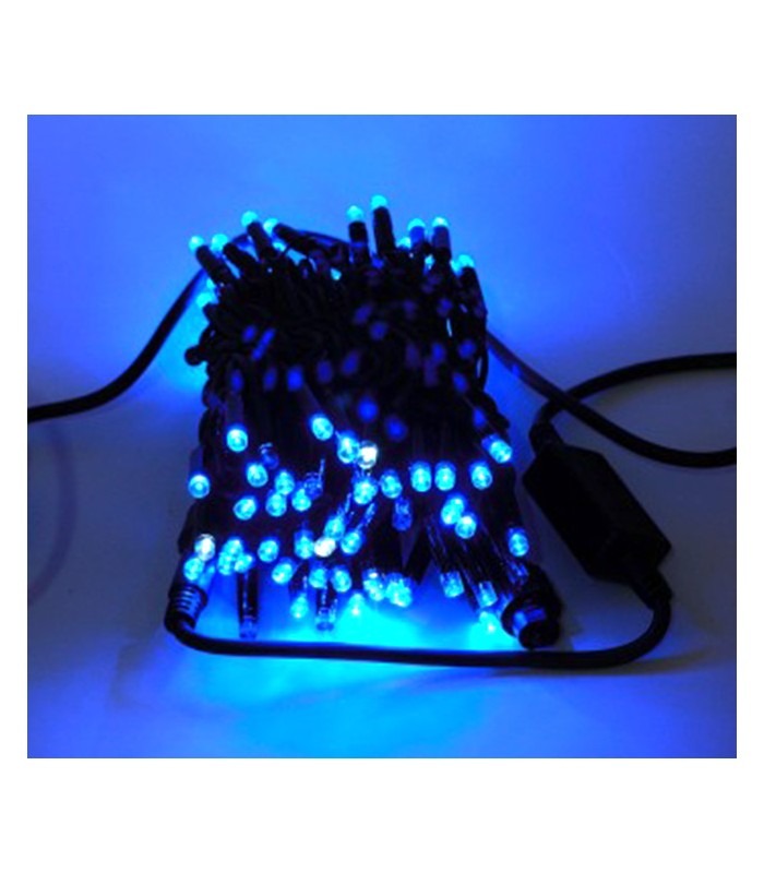 

Гирлянда цепь светодиодная классическая 10 м 100 LED черный шнур прямые лампочки от сети Синяя