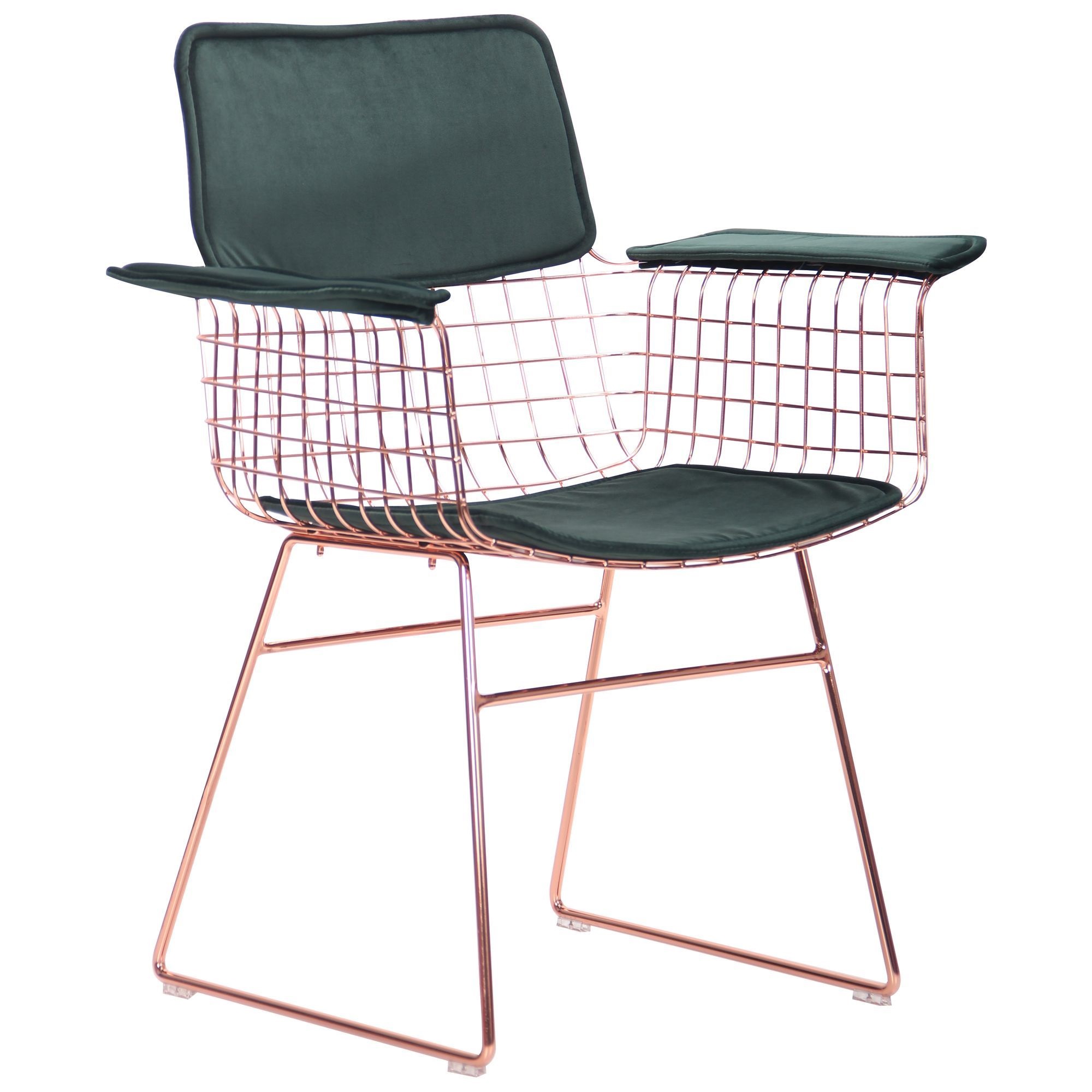 

Стул для кухни, кафе, бара Birdcage Mino rose gold, emerald сталь/ткань велюр темно-зеленый AMF