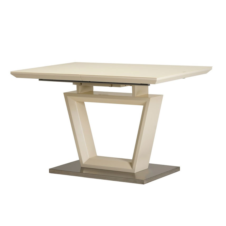 

Стол обеденный раскладной ТММ-51 80х140(+40) закаленное стекло + МДФ молочный матовый/нержавеющая сталь матовый Vetro Mebel