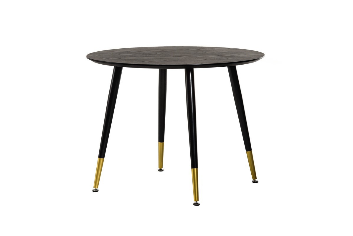 

Стол обеденный для кухни, кафе, ресторана TM-99 металл черный с золотым/МДФ черный матовый Vetro Mebel