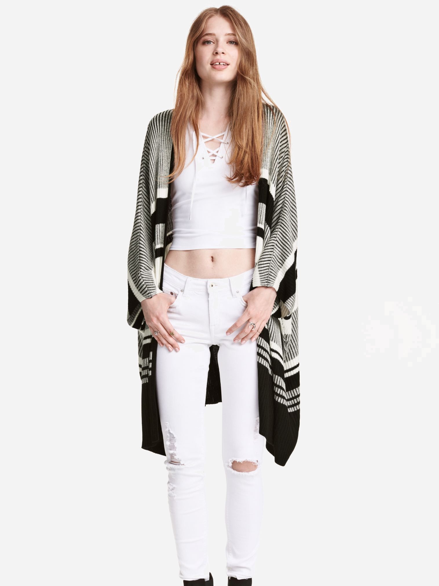 

Кардиган H&M 6931553 S Черный с белым