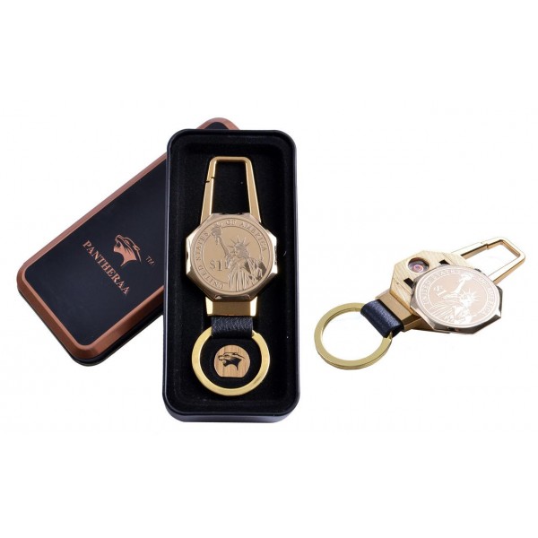 

USB зажигалка в подарочной металлической коробке (брелок + фонарик) 4687C-4