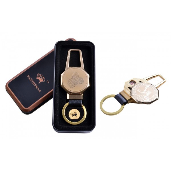 

USB зажигалка в подарочной металлической коробке (брелок + фонарик) 4687C-3