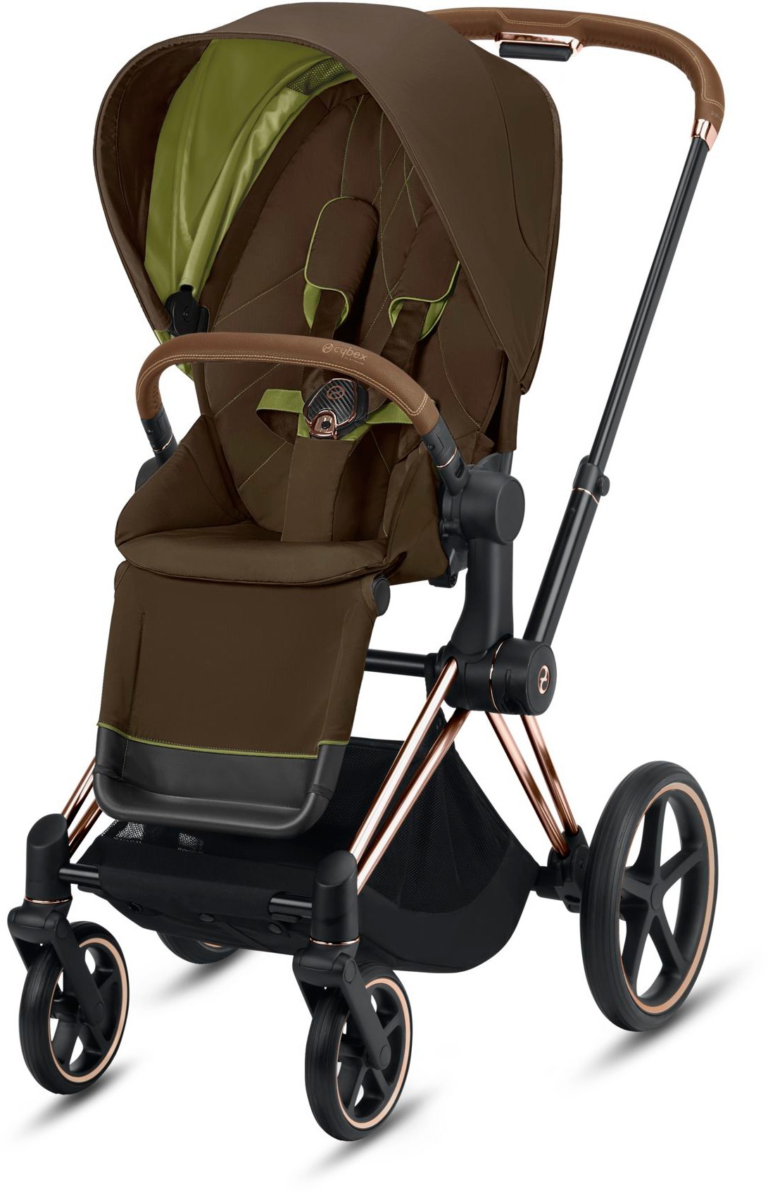 

Прогулочная коляска Cybex e-Priam Khaki Green шасси Rose Gold