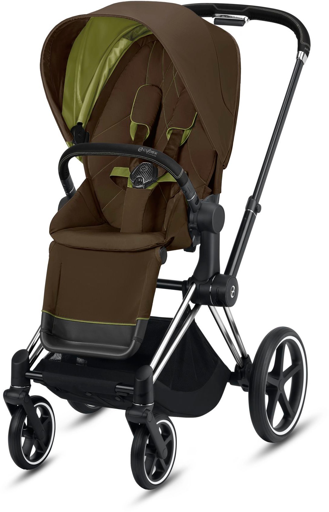 

Прогулочная коляска Cybex e-Priam Khaki Green шасси Chrome Black