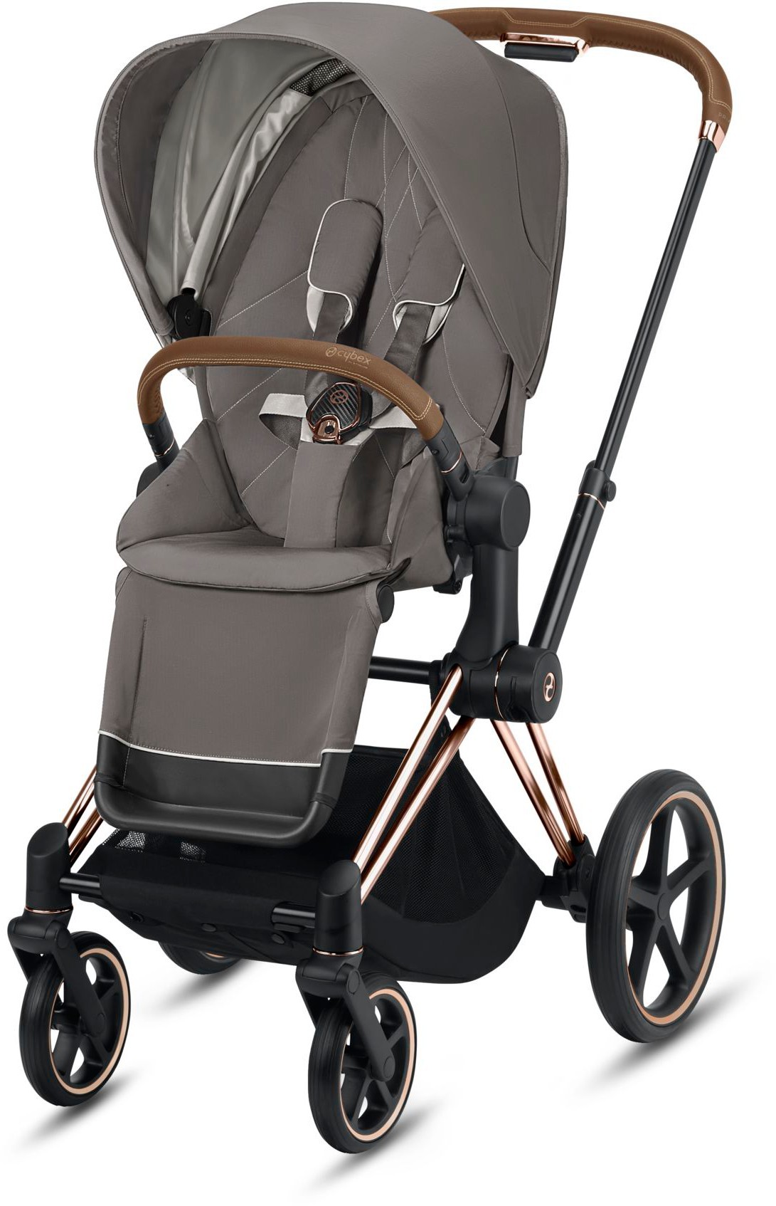 

Прогулочная коляска Cybex e-Priam Soho Grey шасси Rose Gold