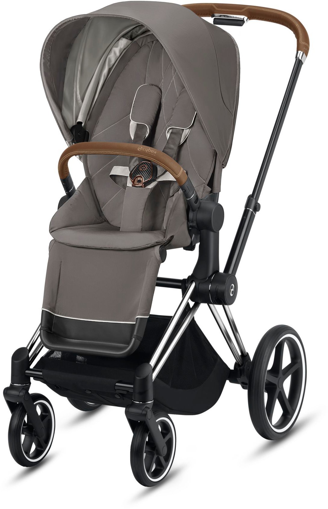 

Прогулочная коляска Cybex e-Priam Soho Grey шасси Chrome Brown