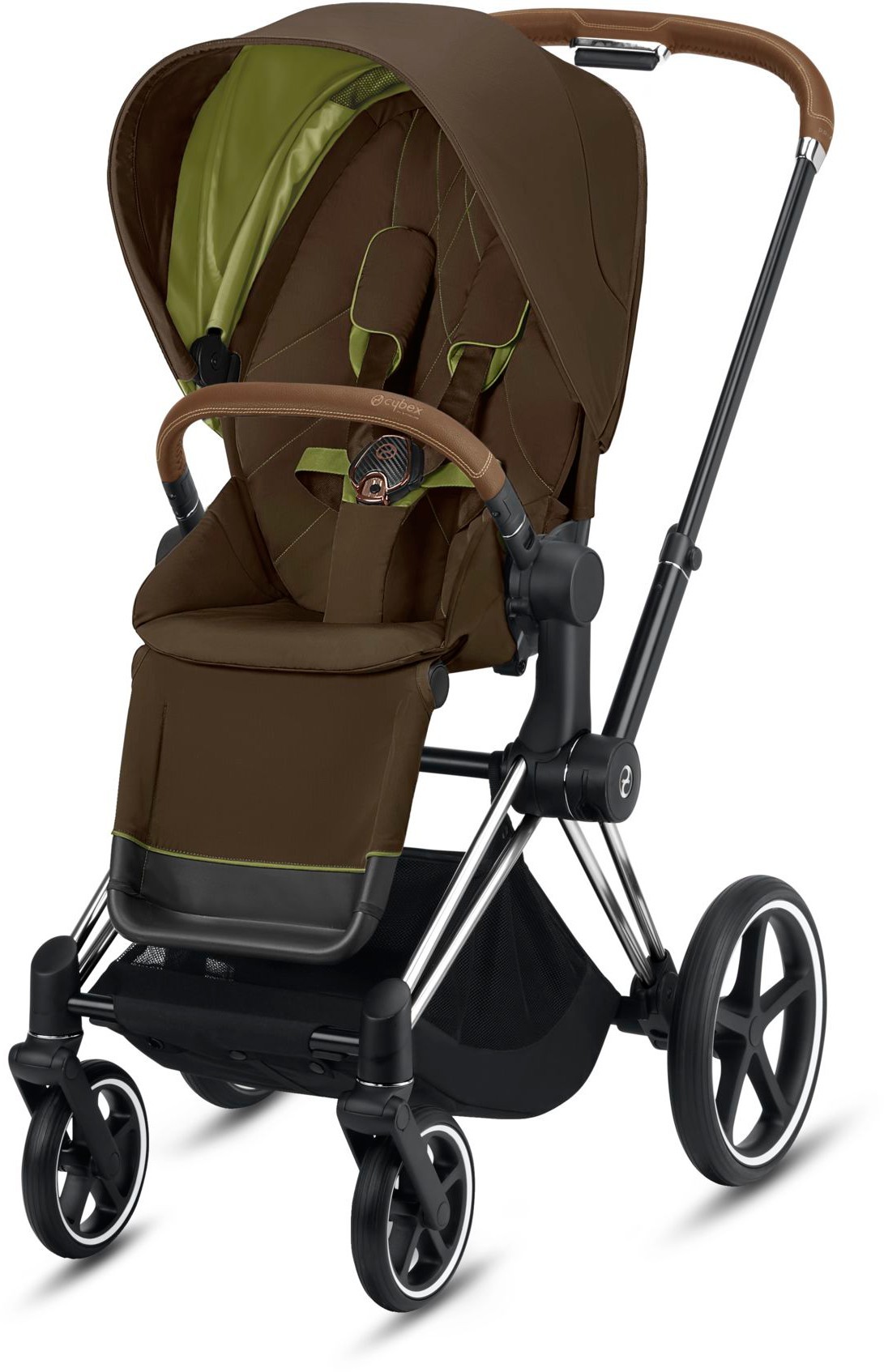 

Прогулочная коляска Cybex e-Priam Khaki Green шасси Chrome Brown