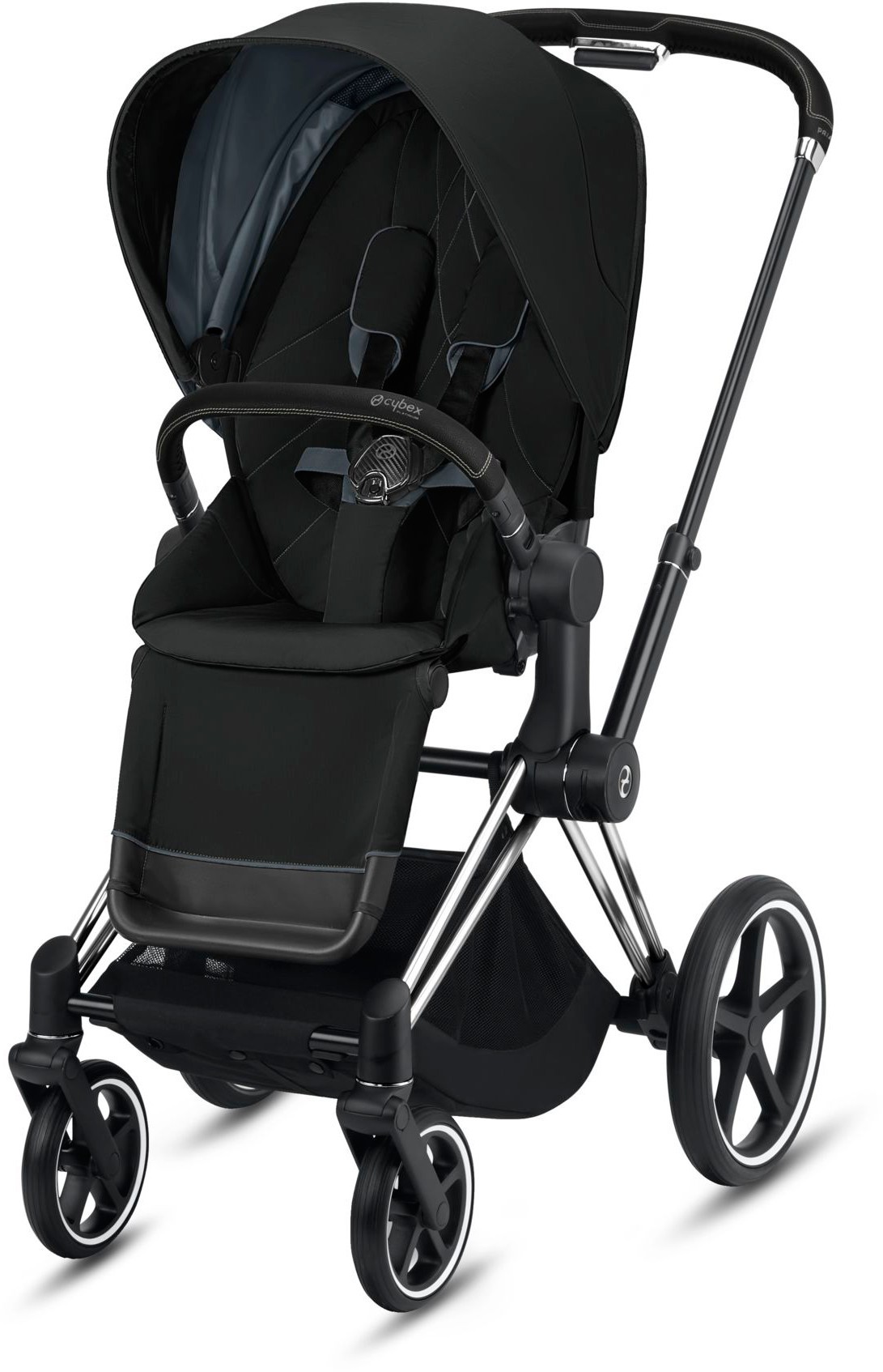 

Прогулочная коляска Cybex e-Priam Deep Black шасси Chrome Black