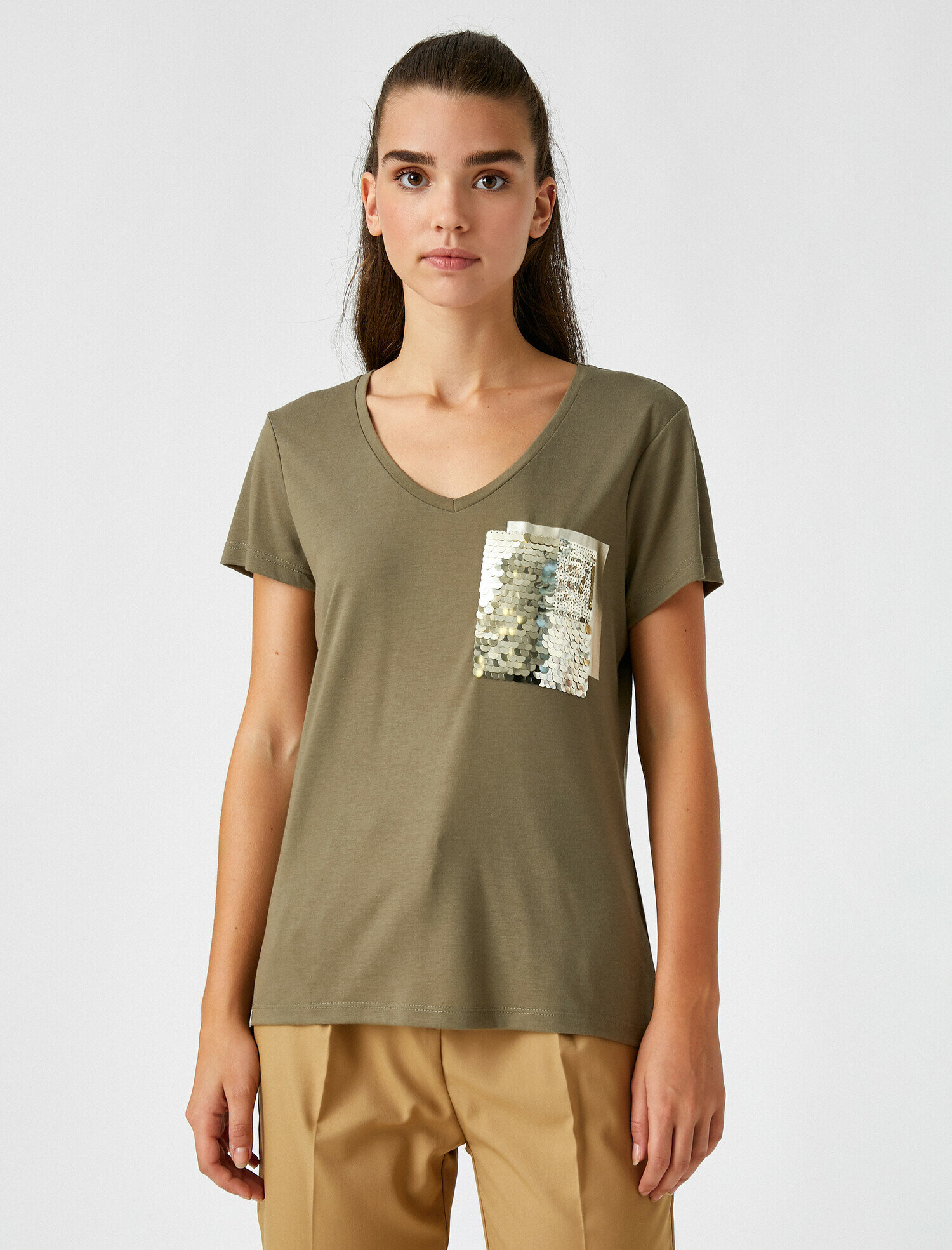 

Футболка Koton 2KAK13710EK-801 XL Khaki