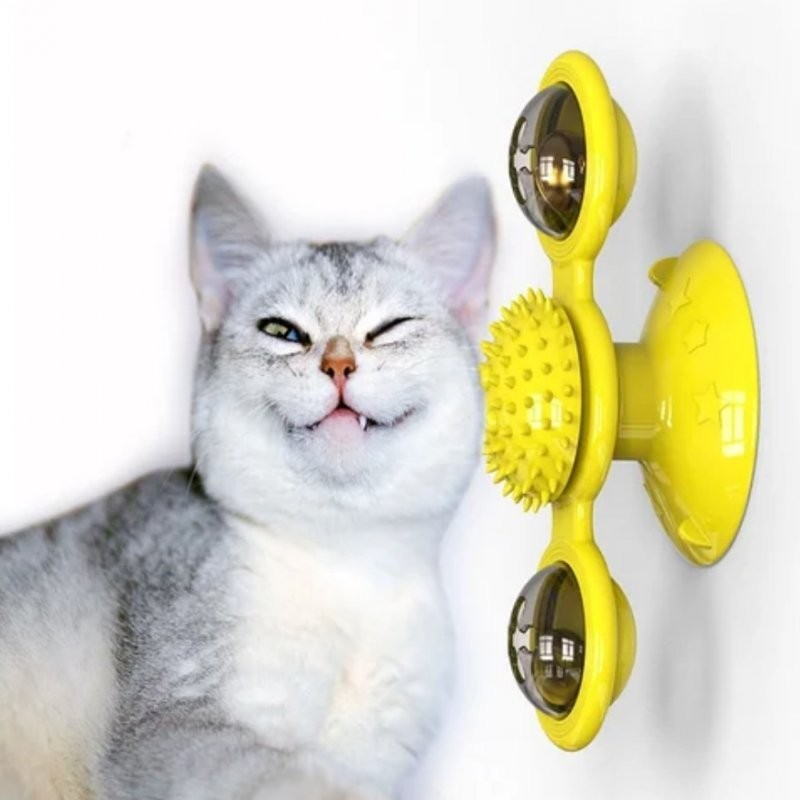 

Спиннер для котов ветряная мельница игрушка кошке Rotate Windmill Cat Toy 16*7см желтая