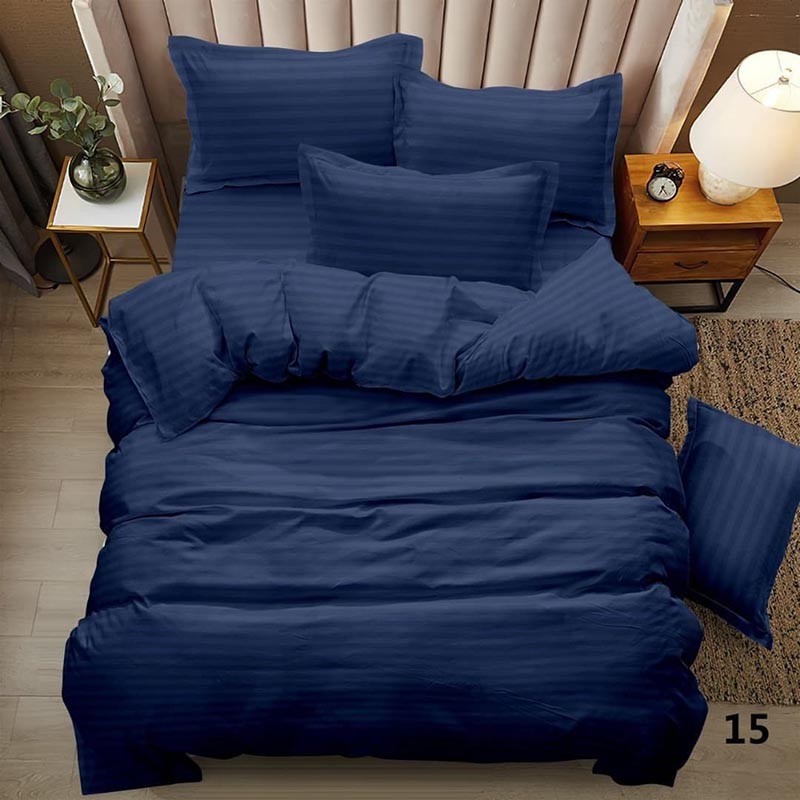

Постельное Белье из Страйп Сатина Синий 150х220 - Полуторный SleepTime