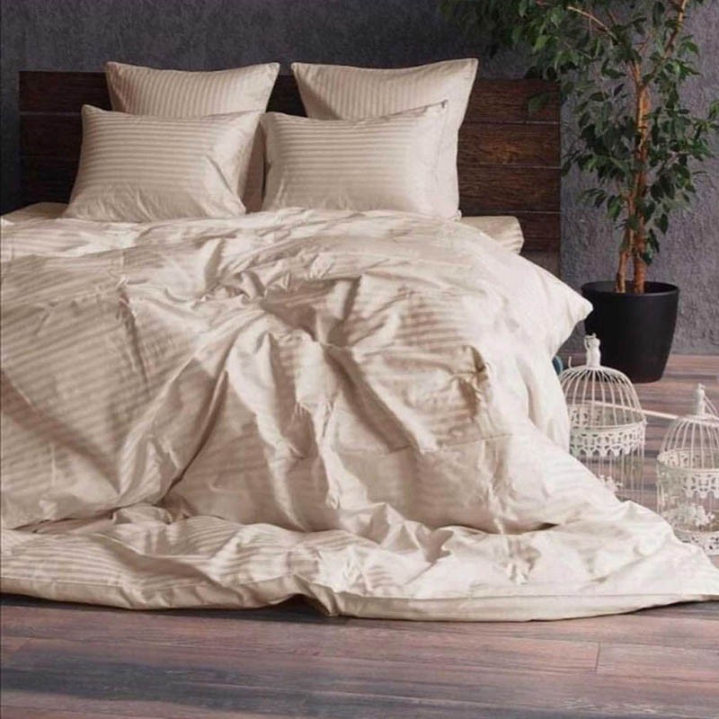 

Постельное Белье из Страйп Сатина Бежевый 150х220х2 - Семейный SleepTime