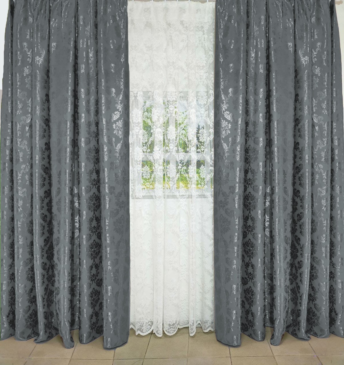 

Комплект Штор Блэкаут двусторонняя гобелены светло-серая 250х260