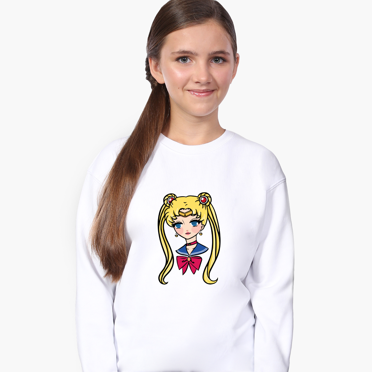 

Свитшот для девочек Сейлор Мун (Sailor Moon) (9509-2926-1) 122-128 см Белый