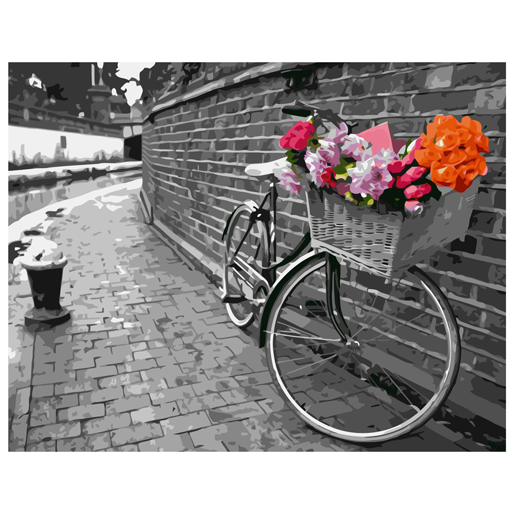 

Набор для росписи по номерам "Велосипед на брусчатке у Ч/Б" Strateg 40х50 см Разноцветный 000161788