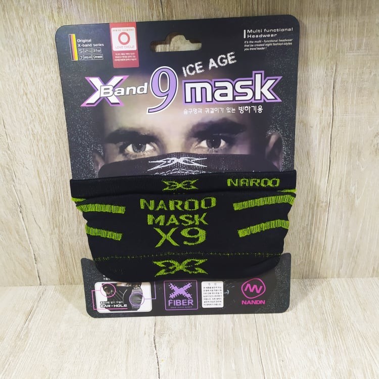 

Маска захисна для обличчя Naroo Mask X9 чорна з салатовим