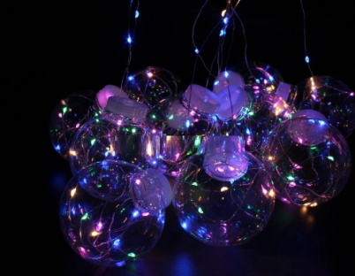 

Гирлянда Xmas (Штора) 150 Led (Copper) на медной проволоке прозрачные шары Мульти 8см 3M*1,5M