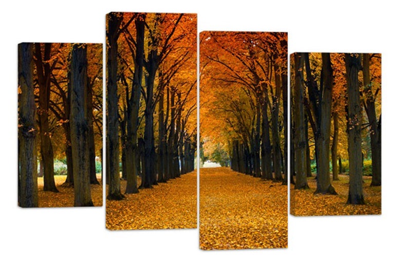 

Модульная картина на холсте из четырех частей Природа Золотая алея 89x56 см