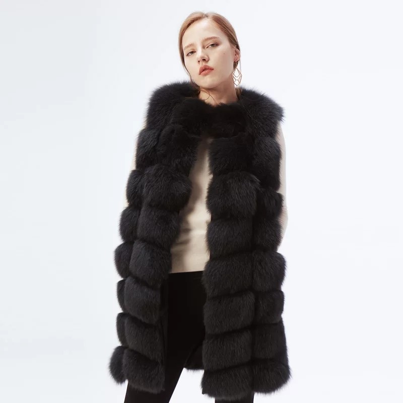 

Длинная меховая жилетка Fanpuguizhen Milanka 46 (XL) Чёрная