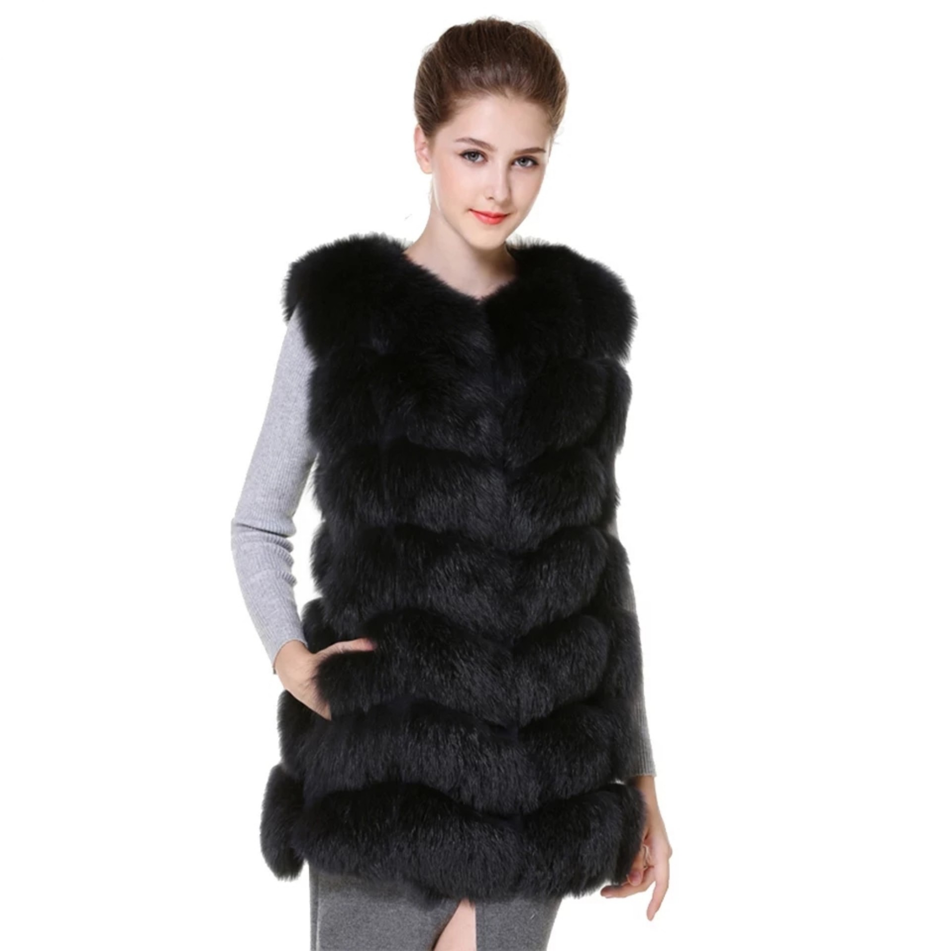 

Меховая жилетка ЭКО мех Fanpuguizhen Milanka 54 (5XL) Чёрная