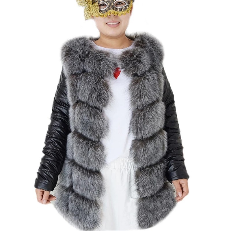 

Меховая жилетка с кожаными рукавами Fanpuguizhen Milanka  () Серебристый с чёрным, Меховая жилетка с кожаными рукавами Fanpuguizhen Milanka 42 (M) Серебристый с чёрным