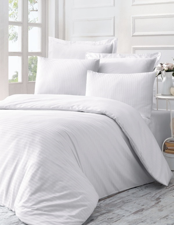 

Постельное белье Victoria Stripe Sateen Line белый евро 2200000541086