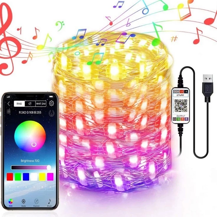 

Гирлянда Smart RGB FG 877-1 Разноцветный c управлением через приложение телефона 15 метров/150 лампочек