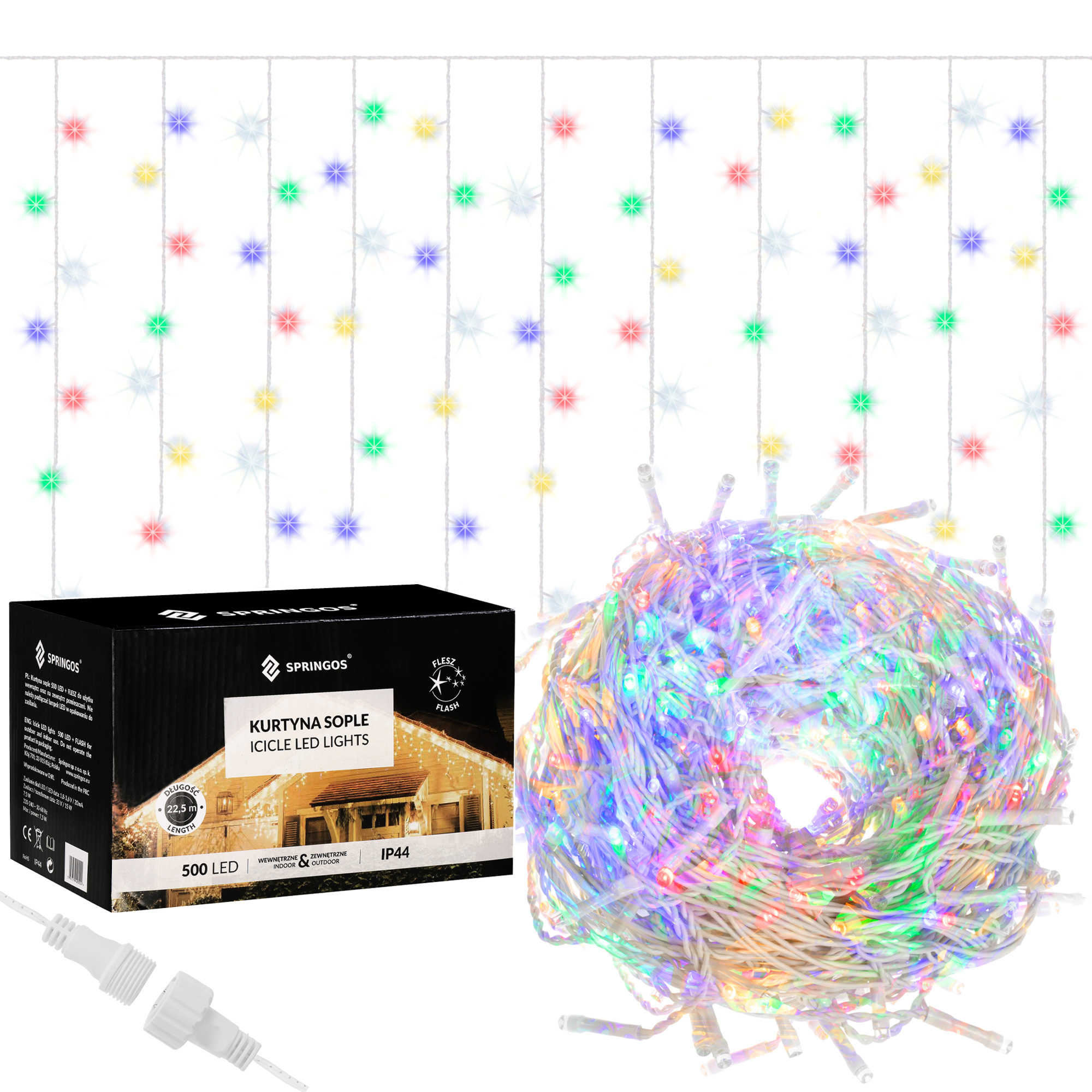 

Гирлянда бахрома уличная (наружная) Springos 20 м 500 LED + Flash CL0519 Mix