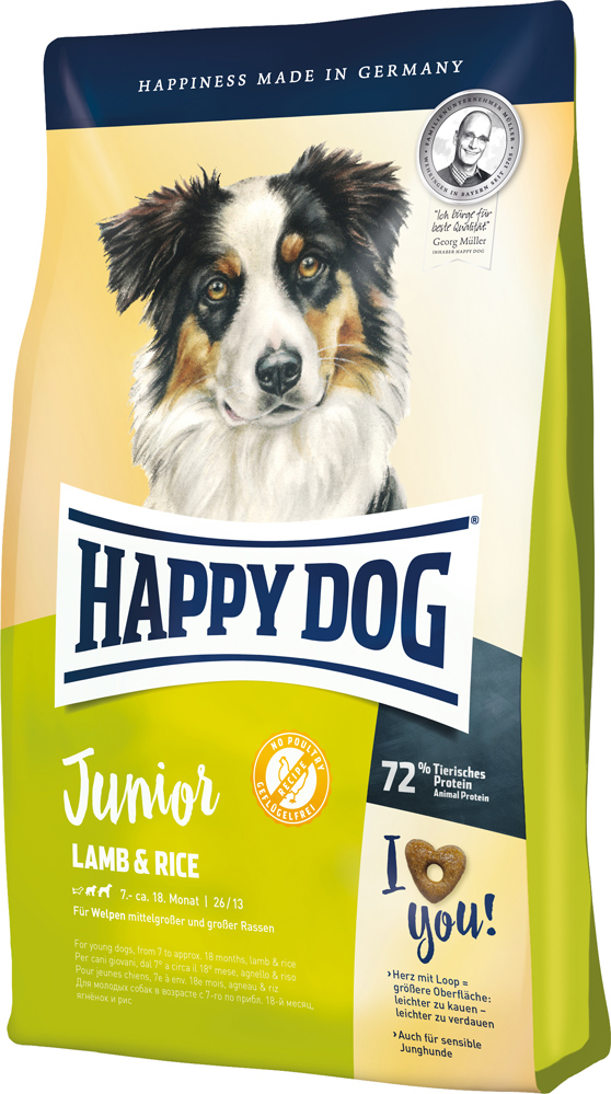 

Сухой безглютеновый корм Happy Dog Junior Lamb & Rice для юниоров средних и крупных пород 10 кг (4001967099003)