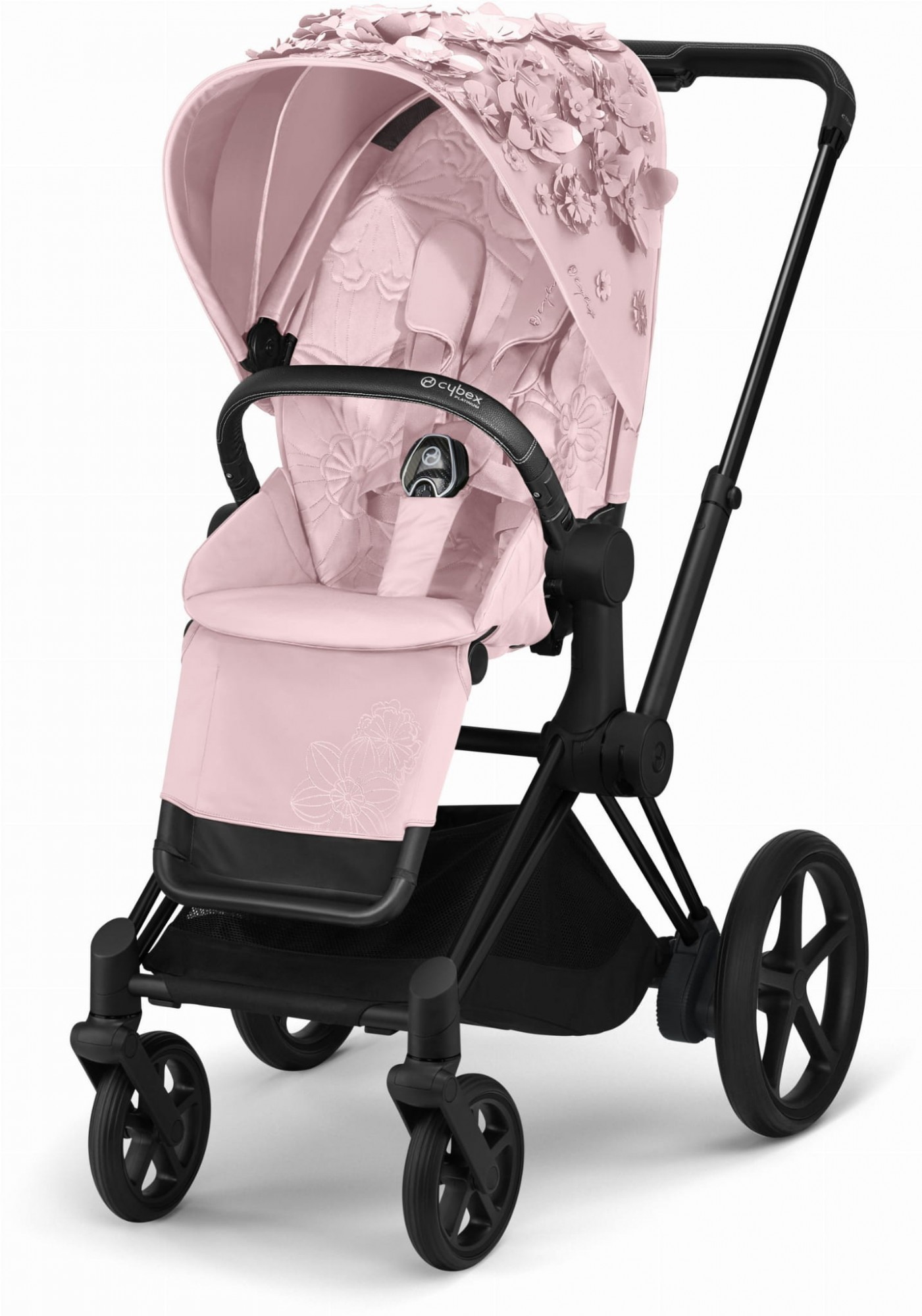 

Прогулочная коляска Cybex e-Priam Fashion Edition Simply Flowers light pink шасси Matt Black