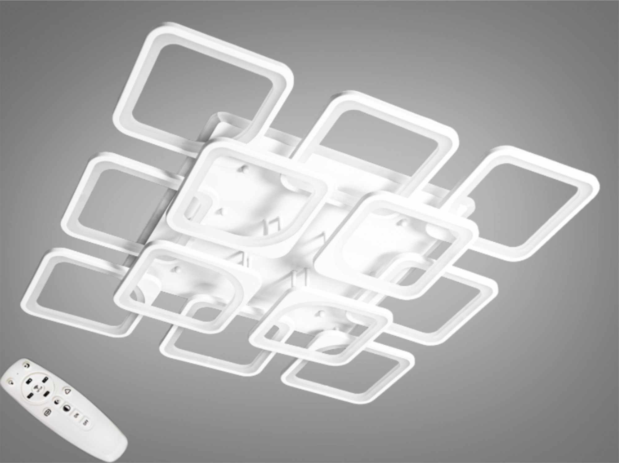 

Светодиодная LED люстра D.Sh 8060 Квадраты-8+4R с пультом 360В Белая