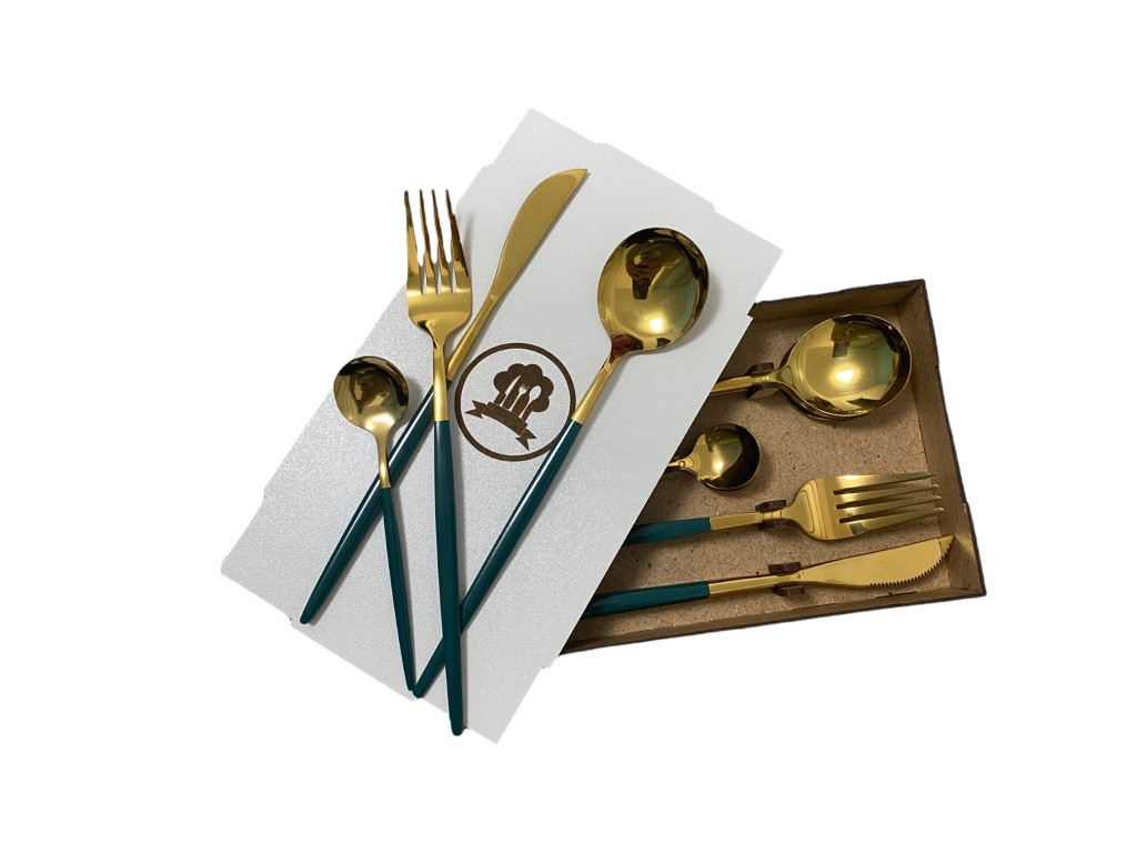

Набор столовых приборов Kitchen на 2 персоны Золотистый с зеленым
