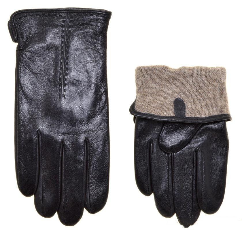 

Перчатки мужские кожа натуральная, подкладка шерсть, для сенсорных экранов, цвет черный, размер 9,5, pov28785