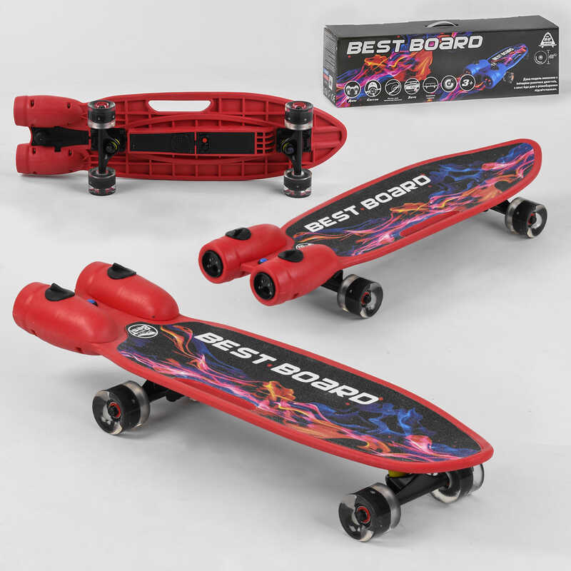 

Скейтборд S-00710 Best Board (4) с музыкой и дымом, USB зарядка, аккумуляторные батарейки, колеса PU со светом 60х45мм