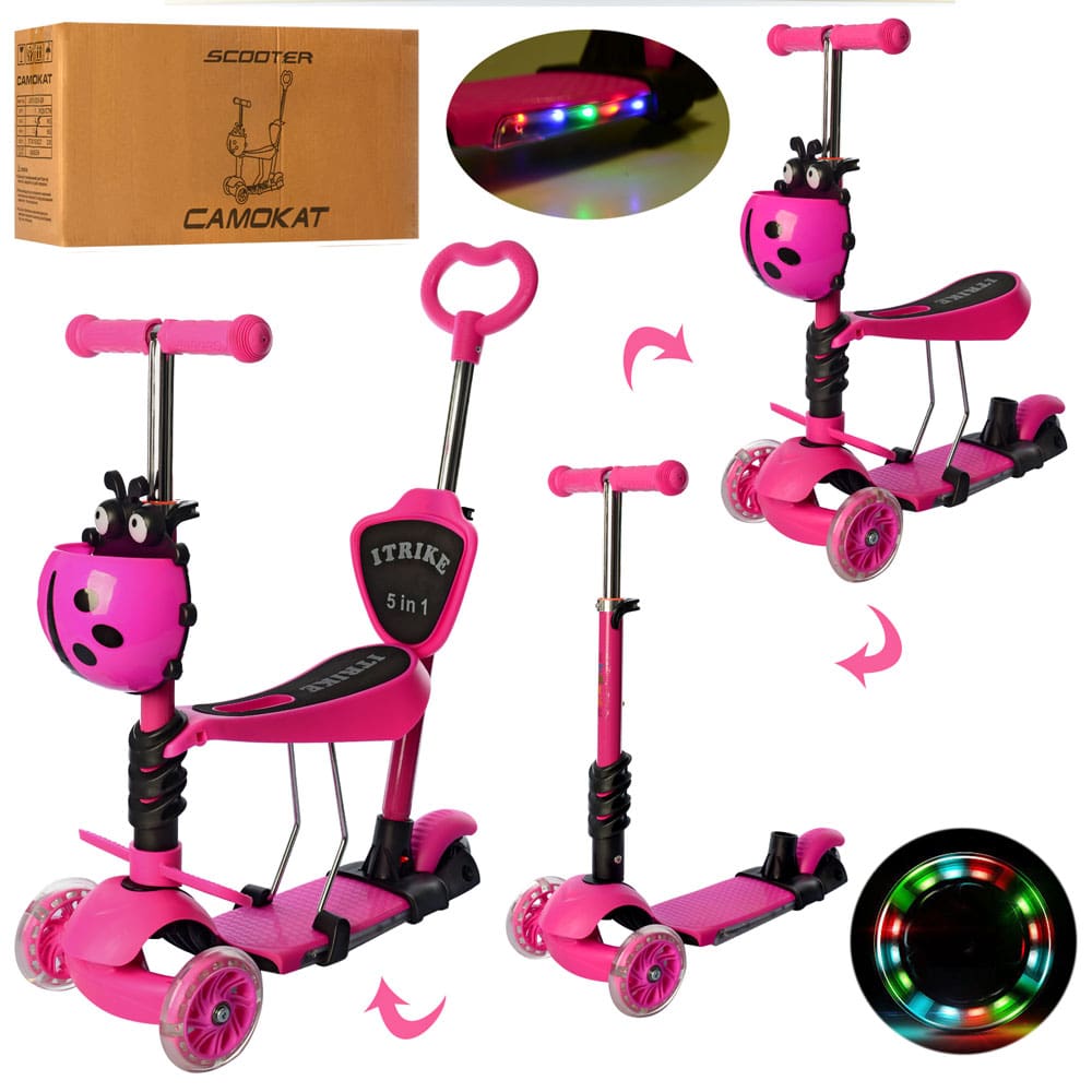 

Детский трехколесный самокат iTrike JR 3-077-P, MAXI 5 в 1, розовый