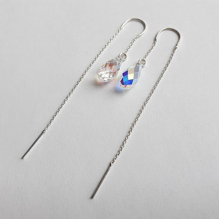 

Серебряные серьги-протяжки с подвесками Swarovski