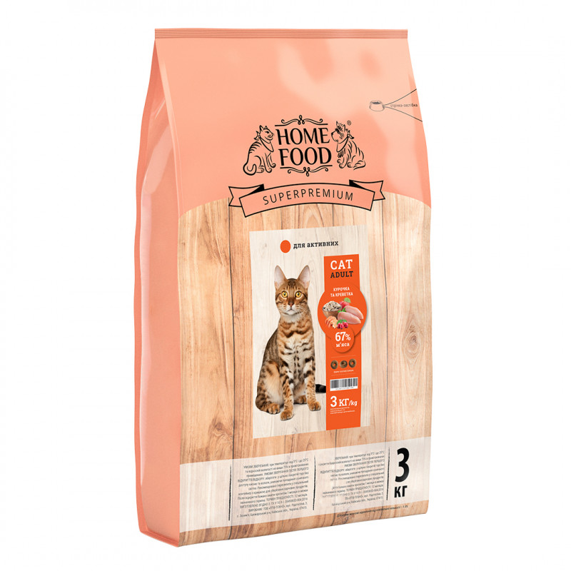 

Корм для взрослых кошек Home Food с креветкой и курочкой 3 кг