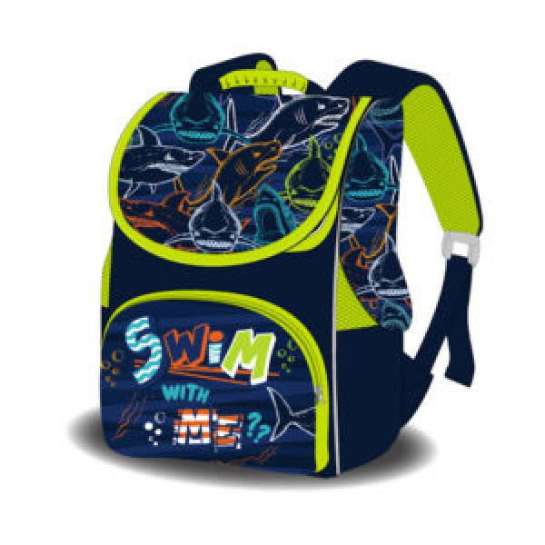 

Рюкзак школьный Space Swim with me 988836 33х26х26 см синий с салатовым